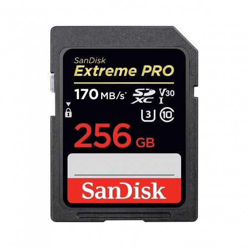 SanDisk Extreme PRO 256GB 170MB/s SDXC UHS-I Memory Card Price in BD - Black and gold full-size SDXC memory card featuring 170MB/s transfer speed rating and 256GB capacity