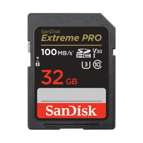 SanDisk Extreme PRO 32GB 100MB/s SDHC UHS-I Memory Card Price in BD - Black and gold full-size SDHC memory card featuring 100MB/s transfer speed rating and 32GB capacity