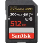 SanDisk Extreme PRO 512GB 200MB/s SDXC UHS-I Memory Card Price in BD - Black and gold full-size SDXC memory card featuring 512GB capacity and 200MB/s transfer speed rating