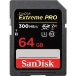 SanDisk Extreme PRO 64GB 300MB/s SDXC UHS-II Memory Card Price in BD - Black and silver UHS-II SDXC memory card featuring 300MB/s speed rating and 64GB capacity