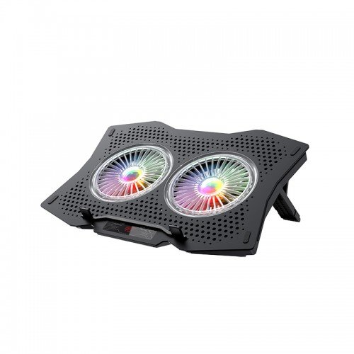Havit F2072 RGB Laptop Gaming Cooling Pad Price in BD - Front view of Havit F2072 gaming laptop cooler with dual 120mm fans and RGB lights