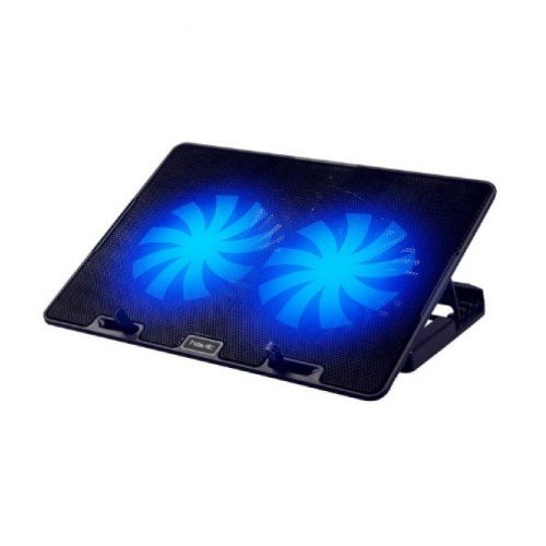 Havit F2083 Dual Fan Laptop Cooler Price in BD - Front view of Havit F2083 dual fan laptop cooling pad with blue LED lighting