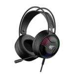 Havit Gamenote H767d RGB Gaming Headphone Price in BD - Front view of Havit Gamenote H767d gaming headphone with RGB lighting and microphone