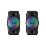 Havit Gamenote SK213 2.0 RGB Stereo Gaming Speaker Price in BD - Front view of Havit Gamenote SK213 RGB gaming speakers illuminated on desktop