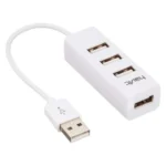 Havit H18 4-Port USB 2.0 HUB Price in BD - Top view of black Havit H18 4-port USB 2.0 hub with integrated cable
