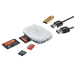 Havit H19 USB HUB with Card Reader Price in BD - Top view of black Havit H19 USB hub showing 3 USB ports and SD Micro SD card reader slots