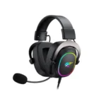 Havit Gamenote H2002P USB 7.1 Gaming Headphone Price in BD - Front view of Havit Gamenote H2002P USB gaming headphone with RGB lighting and microphone