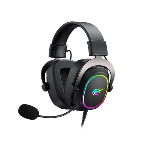 Havit Gamenote H2002P USB 7.1 Gaming Headphone Price in BD - Front view of Havit Gamenote H2002P USB gaming headphone with RGB lighting and microphone