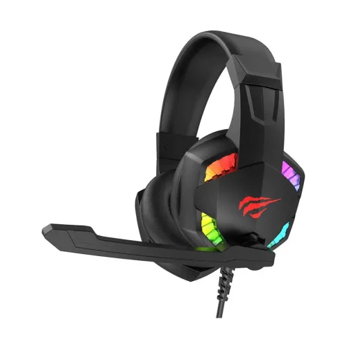 Havit Gamenote H2032D RGB Gaming Headphone Price in BD - Front view of Havit Gamenote H2032D gaming headphone with RGB lighting and microphone