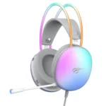 Havit Gamenote H2037d 3.5mm RGB Wired Gaming Headphone Price in BD - Front view of Havit Gamenote H2037d gaming headphone with RGB lighting and microphone
