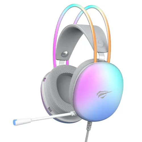 Havit Gamenote H2037d 3.5mm RGB Wired Gaming Headphone Price in BD - Front view of Havit Gamenote H2037d gaming headphone with RGB lighting and microphone