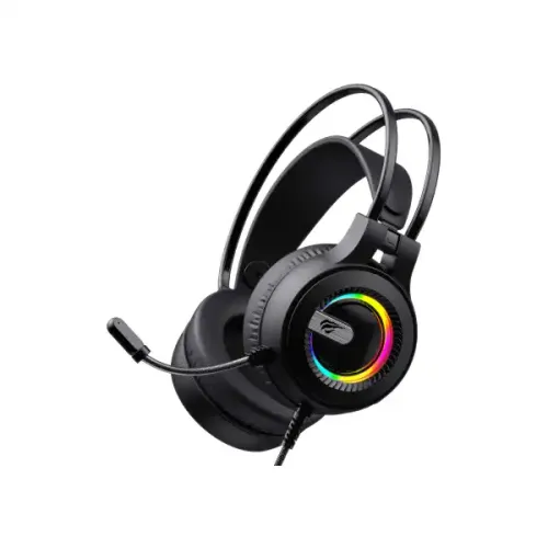 Havit H2040D Wired Gaming Headphone Price in BD - Front view of Havit H2040D gaming headphone with RGB lighting and microphone
