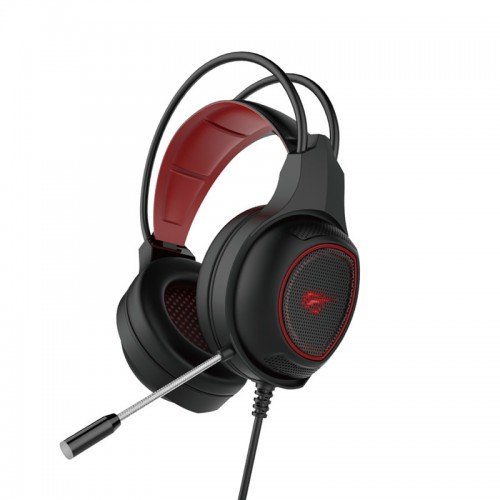 Havit HV-H2239D Gaming Headphone Price in BD - Front view of Havit HV-H2239D gaming headphone with LED lighting and microphone