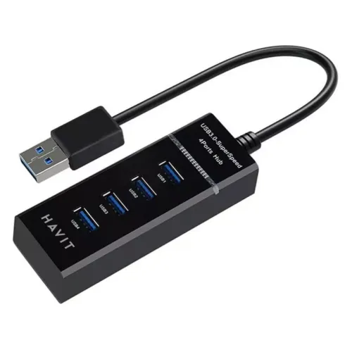 h46-01-500x500 Havit H46 4-Port Super Speed USB 3.0 Hub Price in BD - Top view of Havit H46 4-port SuperSpeed USB 3.0 hub with integrated cable