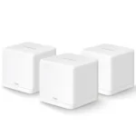 Mercusys Halo H30G AC1300 Dual Band Gigabit Mesh Router (3 Pack) Price in BD - Three compact white cube-shaped gigabit mesh router units.