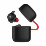 Havit G1 True Bluetooth Sports Earbuds Black & Red Price in BD - Front view of Havit G1 sports earbuds in black and red next to charging case