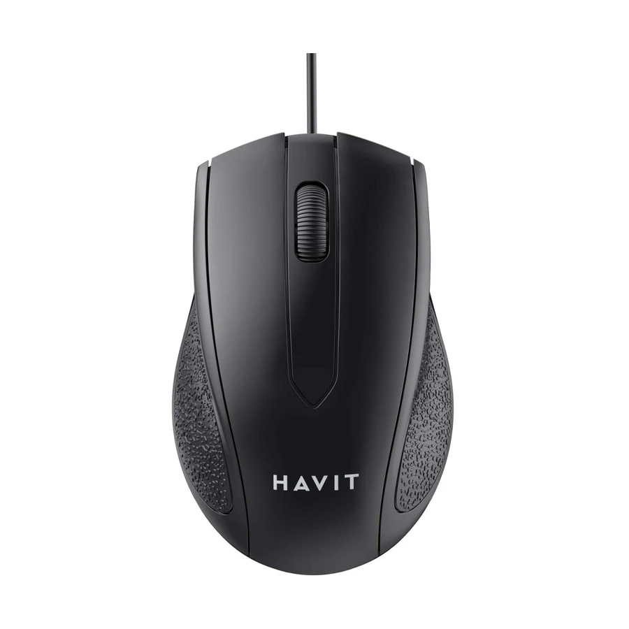 havit-ms80-usb-black-optical-11781084410 Havit MS80 Optical USB Mouse Price in BD - Top view of Havit MS80 optical USB mouse with cable