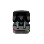 Havit TW952 Pro True Wireless Stereo RGB Gaming Earbuds Price in BD - Front view of Havit TW952 Pro RGB gaming earbuds resting next to charging case