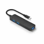 Havit HB43 5 In 1 USB Type-C HUB Price in BD - Top view of grey Havit HB43 5-in-1 USB-C hub showing HDMI, USB, and card reader slots