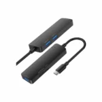 Havit HB43 5 In 1 USB Type-C HUB Price in BD - Top view of grey Havit HB43 5-in-1 USB-C hub showing HDMI, USB, and card reader slots