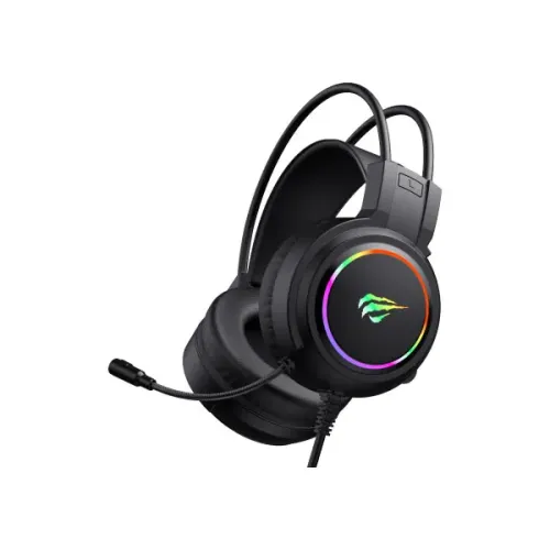 Havit HG902D RGB Gaming Headphone Price in BD - Front view of Havit HG902D gaming headphone with RGB lighting and microphone