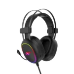 Havit HV-H2016D Wired Gaming Headphone Price in BD - Front view of Havit HV-H2016D gaming headphone with RGB lighting and microphone