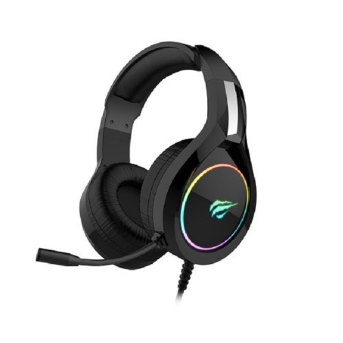 HAVIT HV-H2232d RGB Gaming Headphone Price in BD - Front view of HAVIT HV-H2232d gaming headphone with RGB lighting and microphone