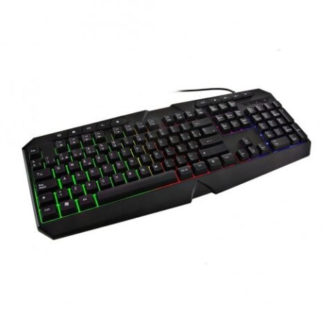 Havit HV-KB419L RGB USB Gaming Keyboard Price in BD - Top view of Havit HV-KB419L RGB gaming keyboard on setup desk