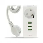 Havit HV-SP8813 3AC Slot+3 USB Switch Power Strip Price in BD - Top view of white Havit HV-SP8813 power strip with 3 AC outlets, 3 USB ports, and power switch