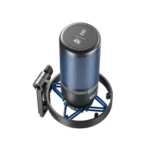 Boya K3-02 RGB USB Microphone Price in BD - Front view of Boya K3-02 desktop RGB USB microphone on stand with pop filter.
