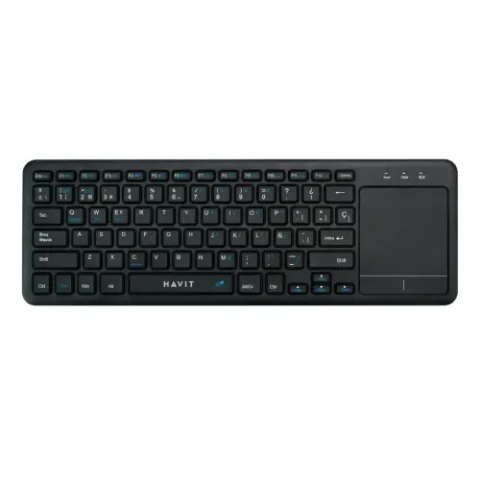 Havit KB234WB Dual-Mode Wireless Keyboard With Touch Pad Price in BD - Top view of Havit KB234WB dual-mode wireless touchpad keyboard on table