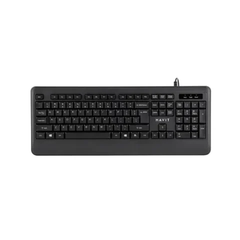 HAVIT KB253 USB Wired Keyboard Price in BD - Top view of HAVIT KB253 USB wired keyboard on office desk