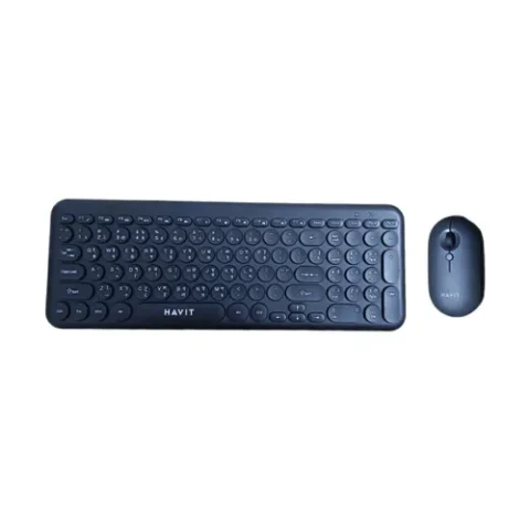 Havit KB254GCM Wireless Keyboard Mouse Combo With Bangla Price in BD - Top view of Havit KB254GCM wireless Bangla keyboard and optical mouse on desk