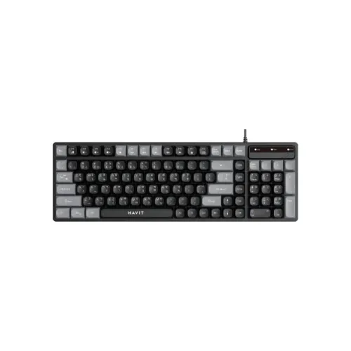 kb257-01-500x500 Havit KB257 USB Wired Keyboard Price in BD - Top view of Havit KB257 USB wired keyboard on office desk