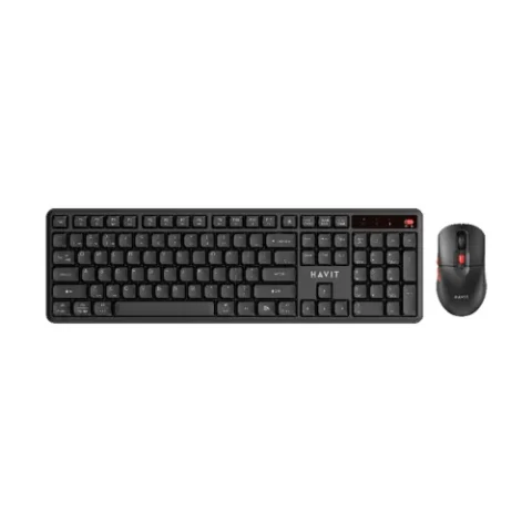 Havit KB261WB Dual Mode Wireless Keyboard & Mouse Combo Price in BD - Top view of Havit KB261WB dual-mode wireless keyboard and mouse on office desk