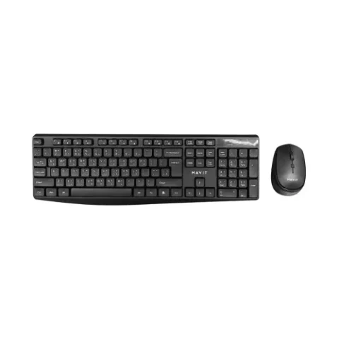 Havit KB278GCM Wireless Keyboard & Mouse Combo With Bangla Price in BD - Top view of Havit KB278GCM wireless Bangla keyboard and optical mouse on desk