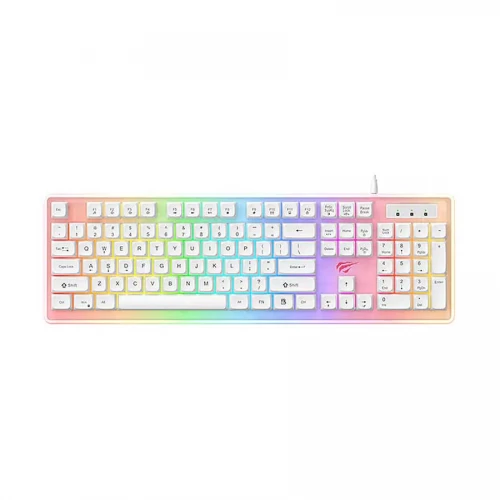 kb876l-01-500x500 Havit KB876L USB Multi-Function Backlit Gaming Keyboard Price in BD - Top view of Havit KB876L multi-function backlit gaming keyboard on desk