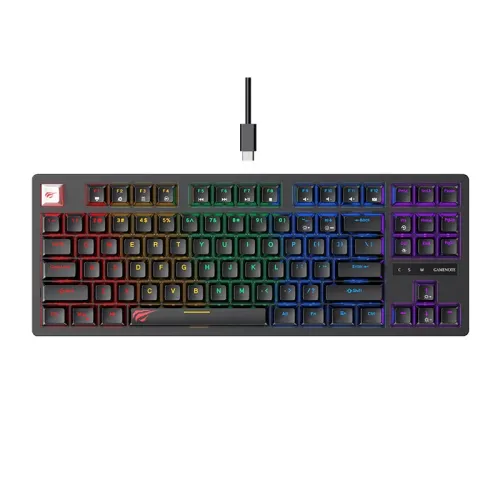 Havit KB892L RGB Mechanical Gaming Keyboard Price in BD - Top view of Havit KB892L RGB mechanical gaming keyboard on desk