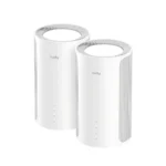 Cudy M11000 BE11000 Tri Band Wi-Fi 7 Mesh Router (2 Pack) Price in BD - Two white cylindrical Cudy M11000 Wi-Fi 7 mesh router units.