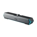 Havit M19 USB Gaming Desktop Speaker Price in BD - Front view of Havit M19 RGB gaming speakers illuminated on desktop