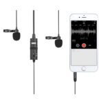 Boya BY-M1DM Dual Omni Directional Lavalier Microphone Price in BD - Front view of Boya BY-M1DM dual clip-on lavalier mic with 4m cable and two mic heads.