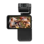 ORDRO M3 5K Gimbal Stabilizer Action Camera Price in BD - Advanced black action camera featuring an integrated motorized gimbal stabilizer and touch screen display