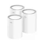 Cudy M3000 AX3000 2.5G Dual Band Wi-Fi 6 Mesh Router (3 Pack) Price in BD - Three cylindrical white Cudy M3000 Wi-Fi 6 mesh router units.
