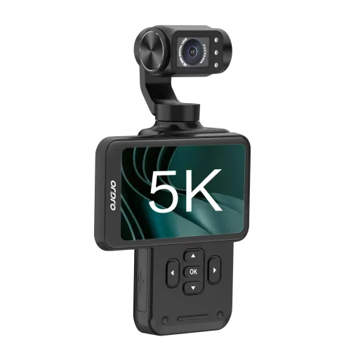 ORDRO M5 5K 3 Axis Gimbal Stabilizer Action Camera Price in BD - Compact black handheld vlogging camera featuring a 3-axis mechanical gimbal and 3.5-inch touchscreen display