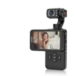 ORDRO M5 5K 3 Axis Gimbal Stabilizer Action Camera Price in BD - Compact black handheld vlogging camera featuring a 3-axis mechanical gimbal and 3.5-inch touchscreen display