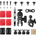 Insta360 Motorcycle Mount Bundle Price in BD - Heavy-duty metal handlebar clamp and adhesive mounting accessories for action cameras