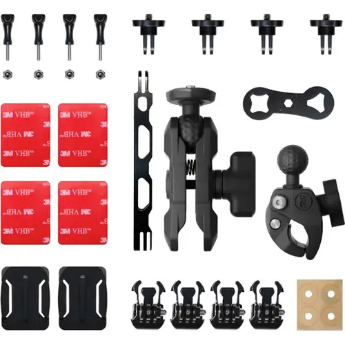 Insta360 Motorcycle Mount Bundle Price in BD - Heavy-duty metal handlebar clamp and adhesive mounting accessories for action cameras