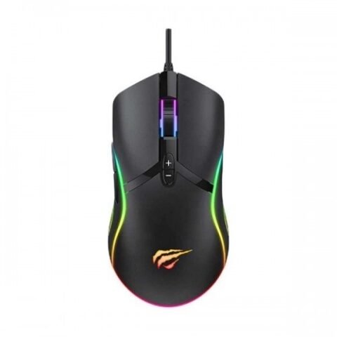 Havit MS1026 7-Button RGB Gaming Mouse Price in BD - Top view of Havit MS1026 7-button RGB backlit gaming mouse with USB cable