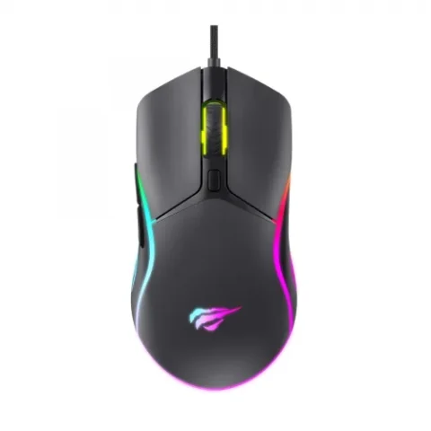Havit MS1029 RGB Wired Gaming Mouse Price in BD - Top view of Havit MS1029 RGB wired gaming mouse with USB cable