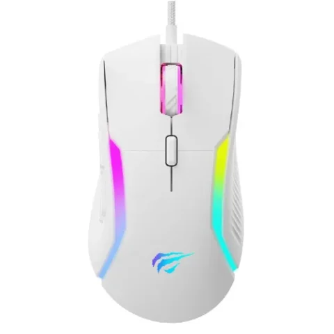 Havit MS1033 RGB Programmable Gaming Mouse Price in BD - Top view of Havit MS1033 RGB wired gaming mouse with USB cable